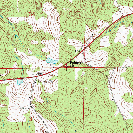 Topographic Map of Palmyra Church, AL