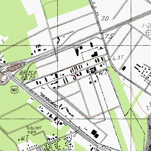 Topographic Map of Seaboard Industrial Park, SC