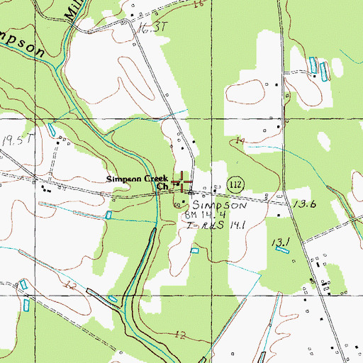 Topographic Map of Simpson Creek Church, SC