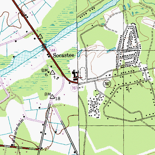 Topographic Map of Socastee Middle School, SC
