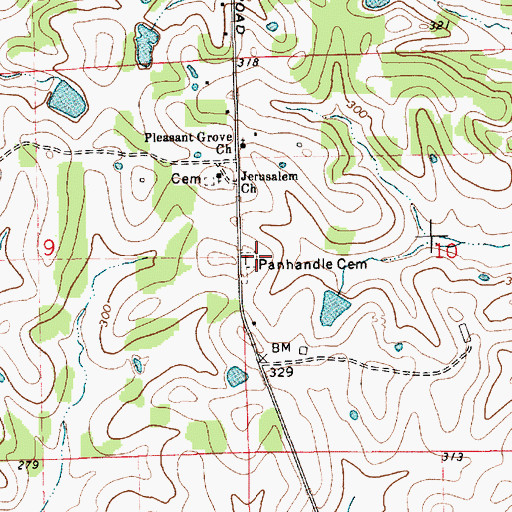 Topographic Map of Panhandle Cemetery, AL