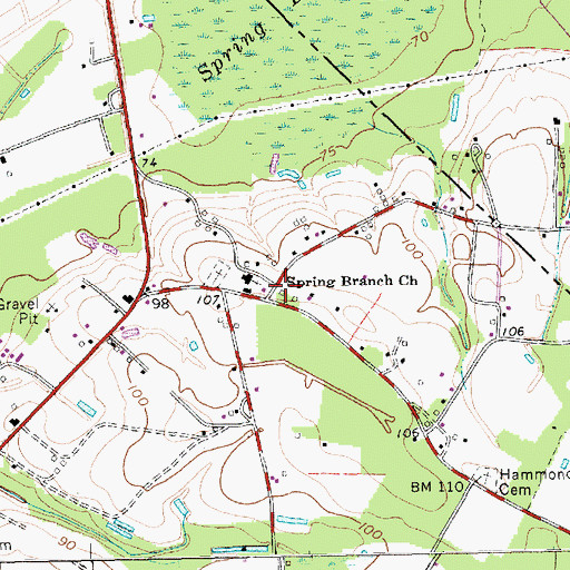 Topographic Map of Spring Branch School (historical), SC