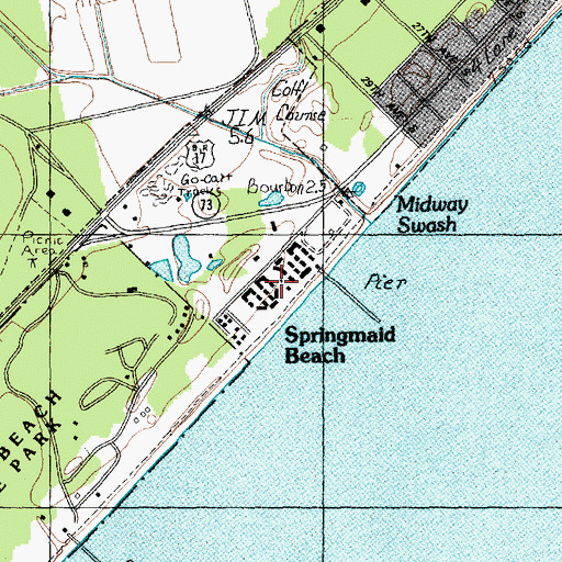 Topographic Map of Springmaid Beach, SC