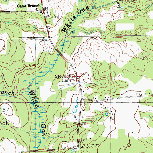 Topographic Map of Stevens Cemetery, SC