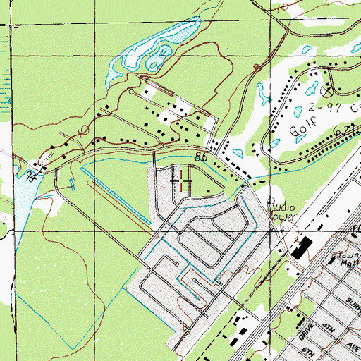 Topographic Map of Surf Pines, SC
