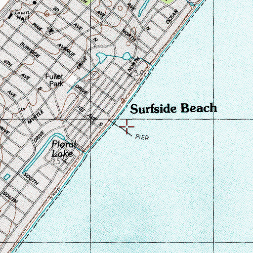 Topographic Map of Surfside Fishing Pier, SC
