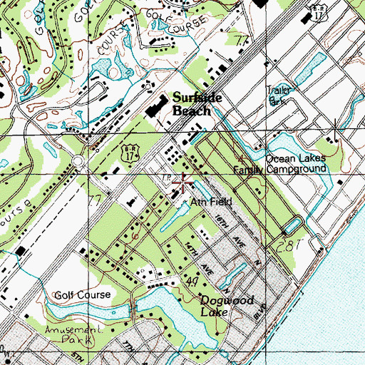 Topographic Map of First Baptist Church of Surfside, SC