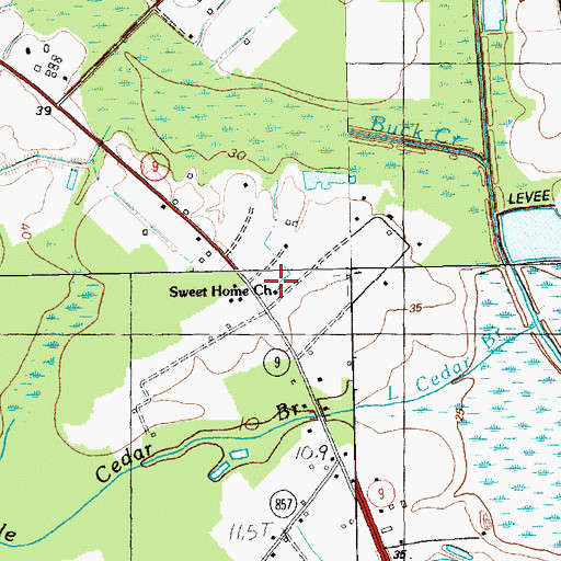 Topographic Map of Sweet Home Church, SC