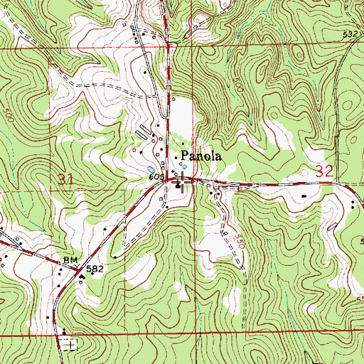 Topographic Map of Panola, AL