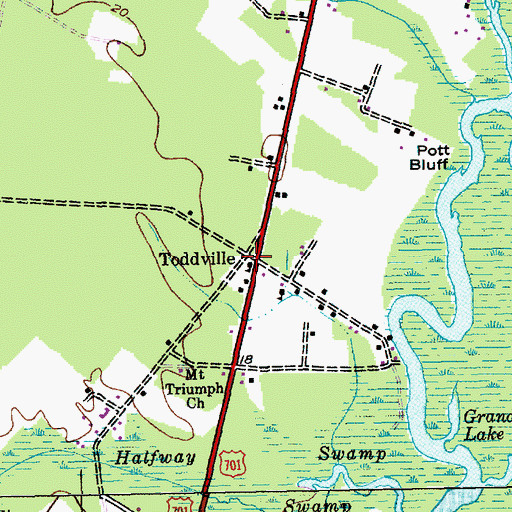 Topographic Map of Toddville School (historical), SC