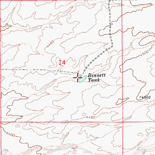 Topographic Map of Bennett Tank, AZ