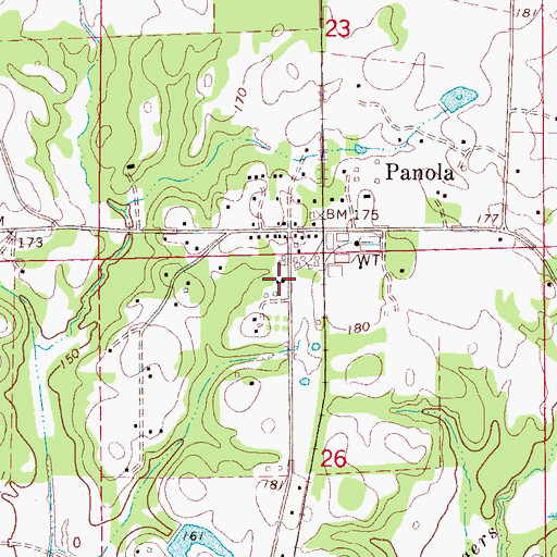 Topographic Map of Panola, AL