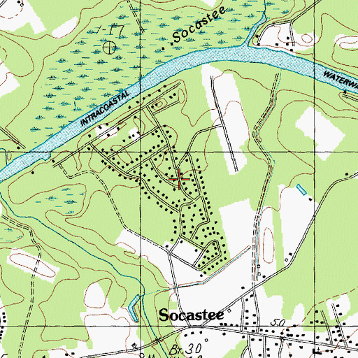 Topographic Map of Watergate, SC
