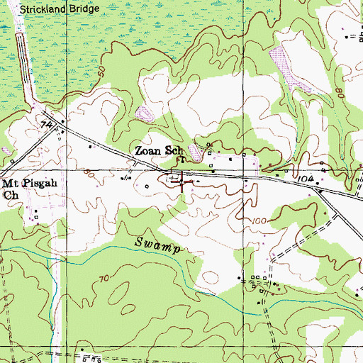 Topographic Map of Zoan Church, SC