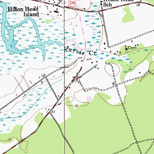 Topographic Map of Honey Horn Plantation, SC