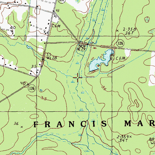 Topographic Map of Fox Swamp, SC
