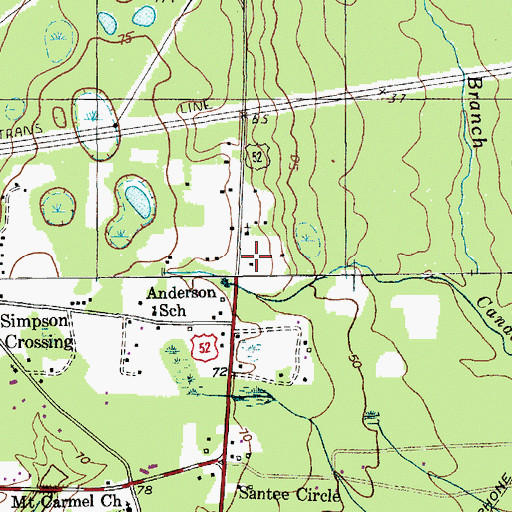 Topographic Map of Swamp Fox Ranger Station, SC