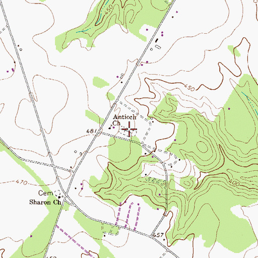 Topographic Map of Antioch Cemetery, SC