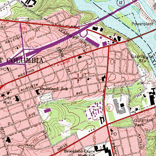 Topographic Map of Augusta Street Presbyterian Church, SC