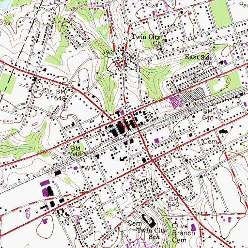 Topographic Map of Batesburg Commercial Historic District, SC