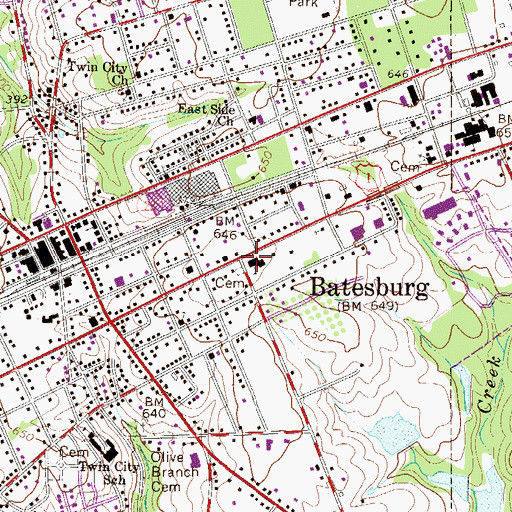 Topographic Map of Batesburg-Leesville Elementary School, SC