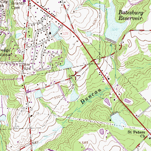 Topographic Map of Batesburg-Leesville High School, SC
