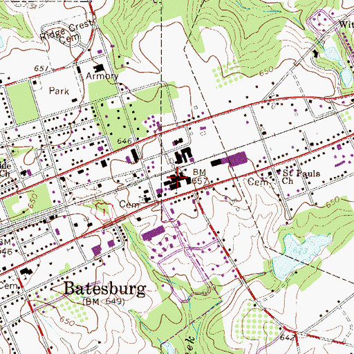 Topographic Map of Batesburg-Leesville Middle School, SC