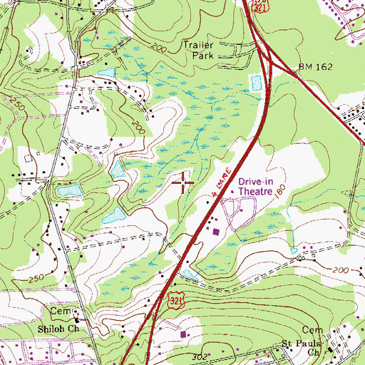 Topographic Map of Baughman Cemetery, SC