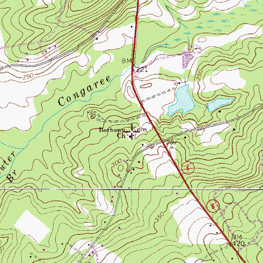 Topographic Map of Bethany Cemetery, SC