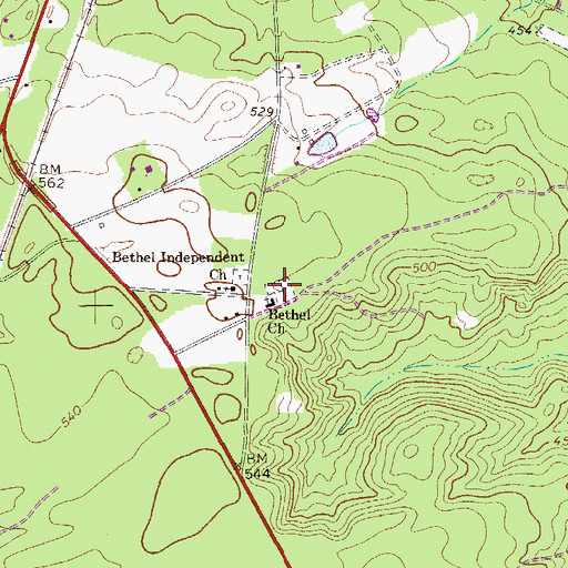 Topographic Map of Bethel Cemetery, SC