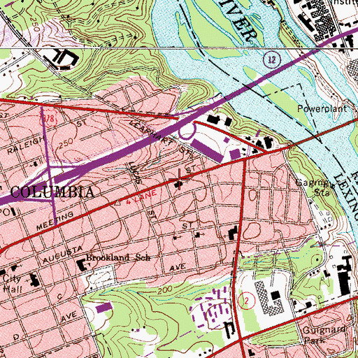 Topographic Map of Brookland United Methodist Church, SC