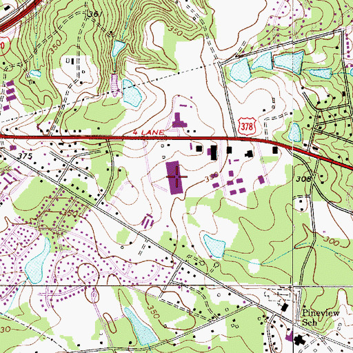 Topographic Map of Burnside Mall Shopping Center, SC