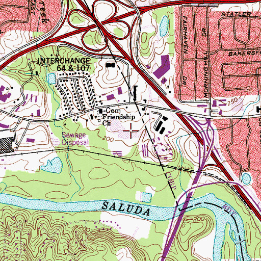 Topographic Map of Bush River Mall Shopping Center, SC