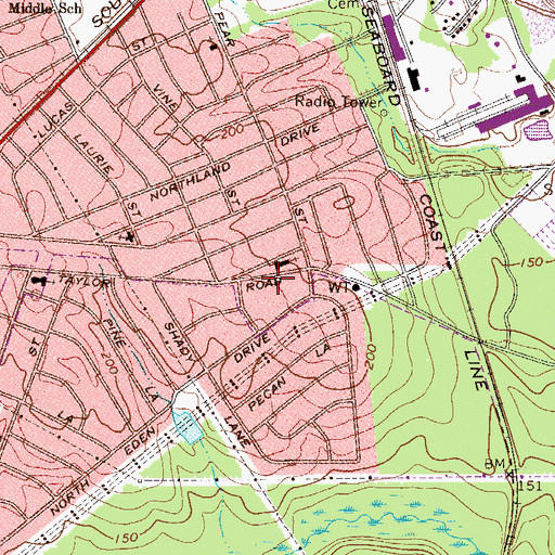 Topographic Map of C A Taylor Elementary School, SC