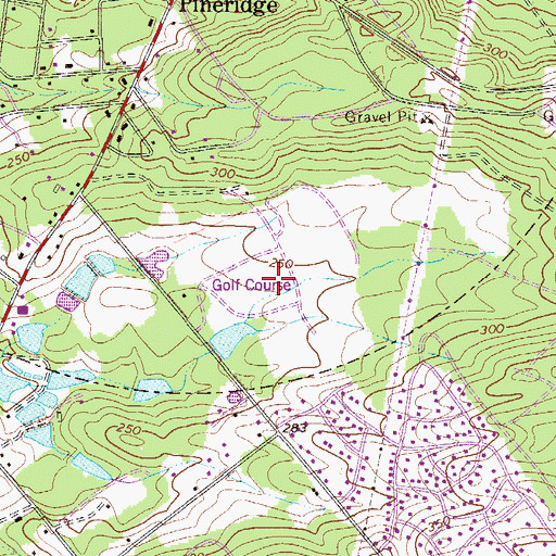 Topographic Map of Charwood Golf Course, SC