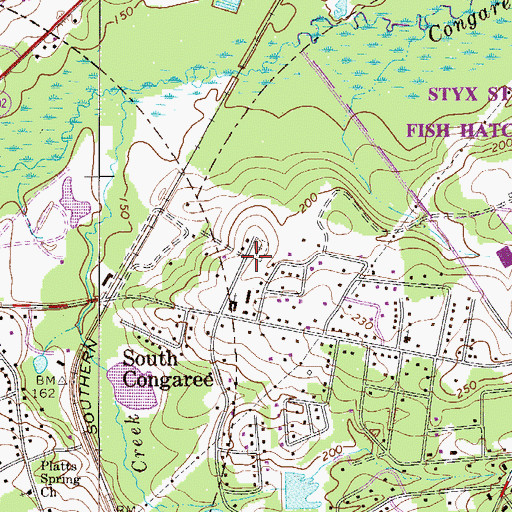Topographic Map of Congaree Church (historical), SC