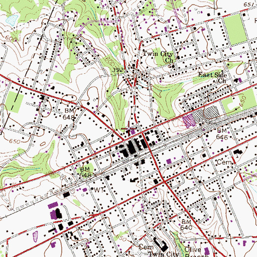 Topographic Map of First Baptist Church of Batesburg, SC