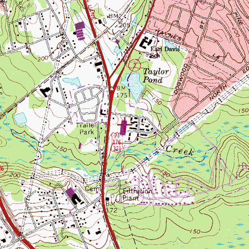 Topographic Map of Edenwood Plaza Shopping Center, SC