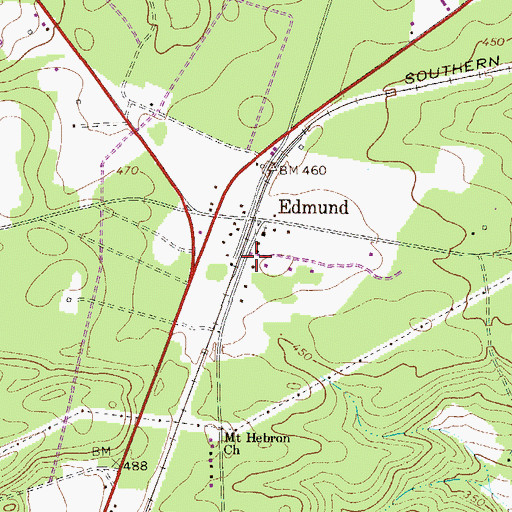 Topographic Map of Edmund School (historical), SC