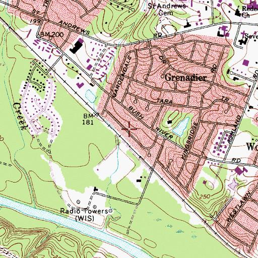 Topographic Map of Gardendale, SC
