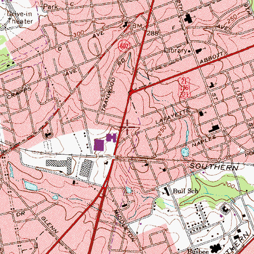Topographic Map of Granby Village Shopping Center, SC