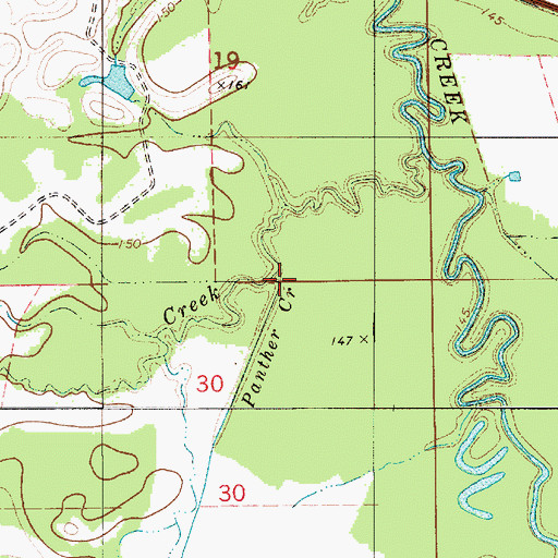 Topographic Map of Panther Creek, AL
