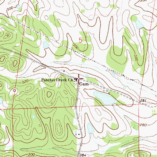 Topographic Map of Panther Creek Church, AL