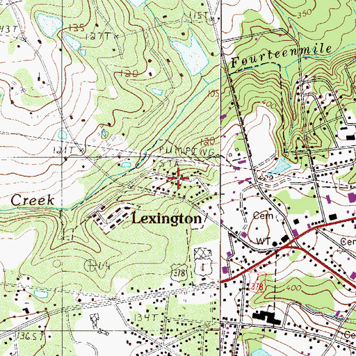 Topographic Map of Lakeland, SC