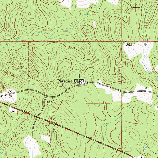 Topographic Map of Paradise Church, AL