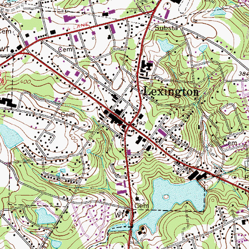 Topographic Map of Lexington County Courthouse, SC