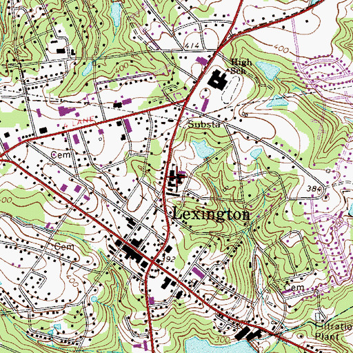 Topographic Map of Lexington Elementary School, SC