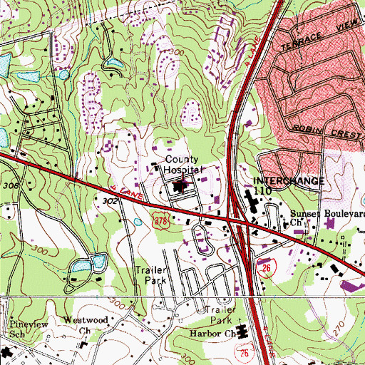 Topographic Map of Lexington Medical Center, SC