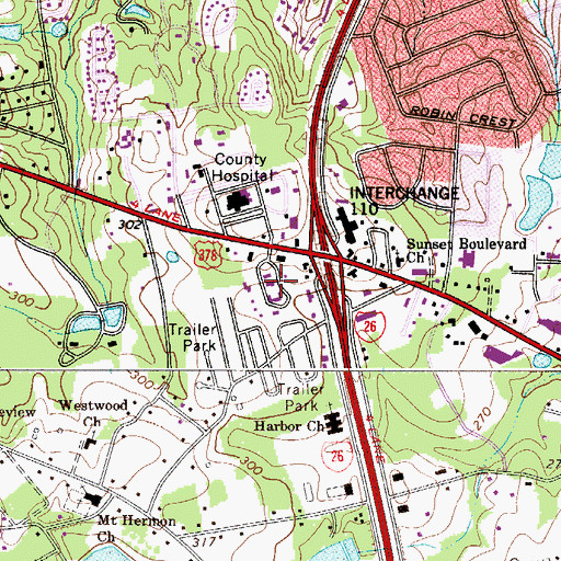 Topographic Map of Lexington Medical Mall, SC