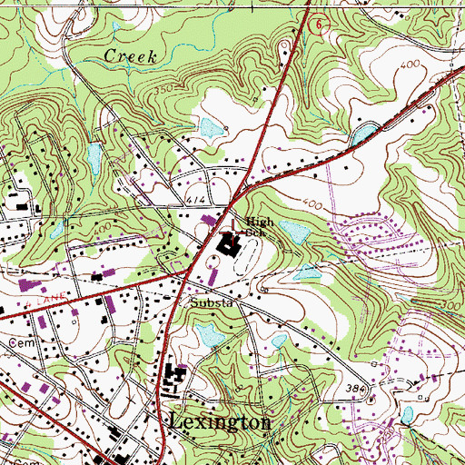 Topographic Map of Lexington Middle, SC